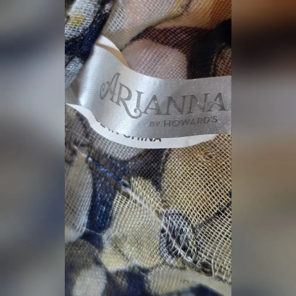 Arianna by Howard's BlueYellow Gray Flowers Print Metalic Women Scarf 69